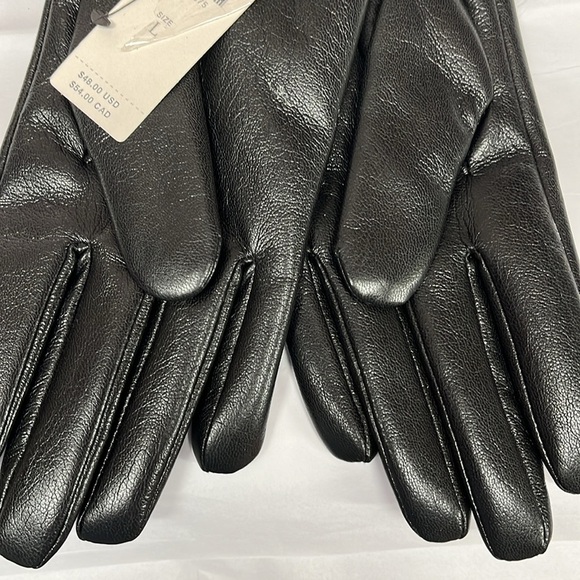 NWT ANTHROPOLOGIE Maeve Short Faux-Leather Texting Gloves Black large - Picture 2 of 3